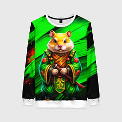 Свитшот женский Хомяк самурай, цвет: 3D-белый