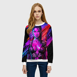 Свитшот женский Девушка самурай в откровенном костюме, цвет: 3D-белый — фото 2