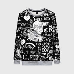 Женский свитшот Lil Peep pattern автографы лого