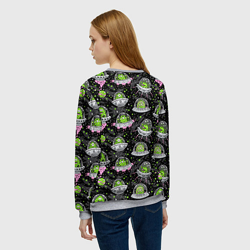 Женский свитшот Инопланетяне в космосе / 3D-Меланж – фото 4