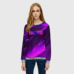 Свитшот женский Fortnite neon stripes angles logo, цвет: 3D-меланж — фото 2