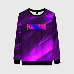 Свитшот женский Fortnite neon stripes angles logo, цвет: 3D-черный