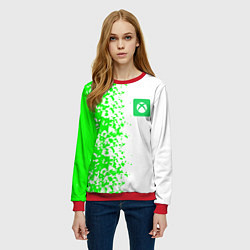 Свитшот женский Xbox кислотные зеленые краски, цвет: 3D-красный — фото 2