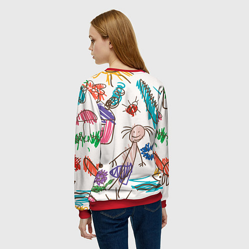 Женский свитшот Детский принт / 3D-Красный – фото 4