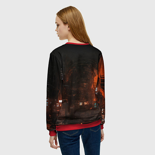 Женский свитшот Кибернетическая хозяйка подземелья / 3D-Красный – фото 4