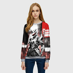 Свитшот женский Боевой киборг в белой броне, цвет: 3D-меланж — фото 2