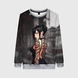 Свитшот женский Татуированная брюнетка, цвет: 3D-меланж