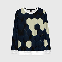 Свитшот женский Соты абстракция, цвет: 3D-белый