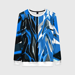 Женский свитшот Синяя абстракция на чёрно-белом фоне