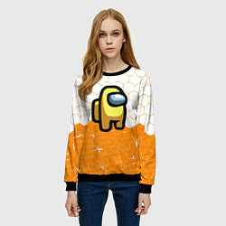 Свитшот женский Амонг ас оранжевый, цвет: 3D-черный — фото 2