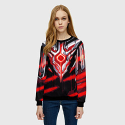 Свитшот женский Абстрактная красная руна, цвет: 3D-черный — фото 2