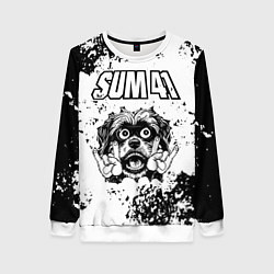 Свитшот женский Sum41 - рок пес, цвет: 3D-белый