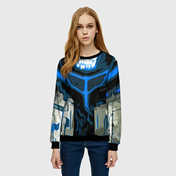 Свитшот женский Blue stripes on a black and white background, цвет: 3D-черный — фото 2