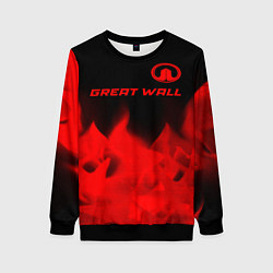 Свитшот женский Great Wall - red gradient посередине, цвет: 3D-черный