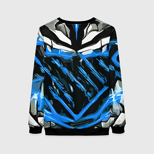 Женский свитшот Blue and white abstraction on a black background / 3D-Черный – фото 2