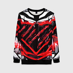 Свитшот женский Red and white abstraction on a black background, цвет: 3D-черный