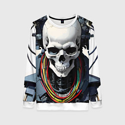 Свитшот женский Cool cyber skull - ai art fantasy, цвет: 3D-белый