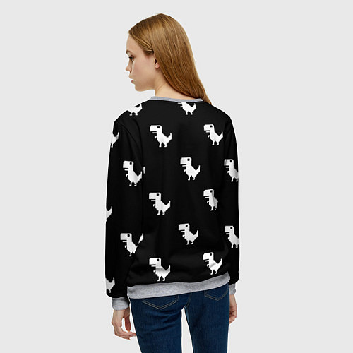 Женский свитшот С пиксельными силуэтами 8 бит динозавриков / 3D-Меланж – фото 4
