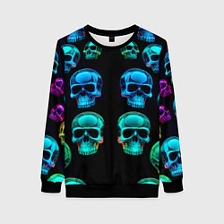 Женский свитшот Neon skulls - ai art pattern