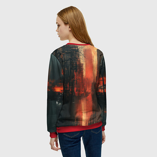 Женский свитшот Осенний городской вечер / 3D-Красный – фото 4