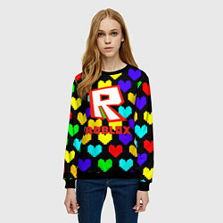 Свитшот женский Роблокс сердца, цвет: 3D-черный — фото 2