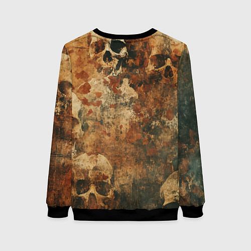 Женский свитшот Грязный гранж с черепами / 3D-Черный – фото 2