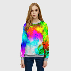 Свитшот женский Неоново кислотный огонь, цвет: 3D-меланж — фото 2