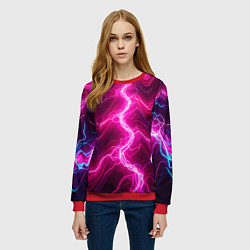 Свитшот женский Pink lightnings - ai art fantasy, цвет: 3D-красный — фото 2