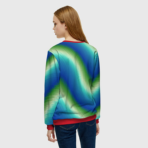 Женский свитшот Морская волна арт / 3D-Красный – фото 4