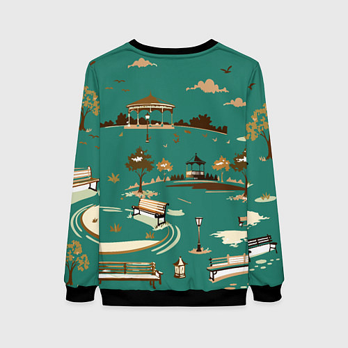 Женский свитшот Осенний городской парк / 3D-Черный – фото 2