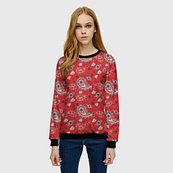 Свитшот женский Узор бандана красночерный, цвет: 3D-черный — фото 2