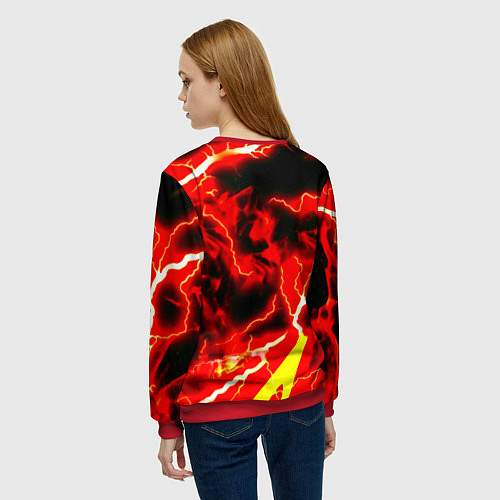Женский свитшот Skyrim red storm logo / 3D-Красный – фото 4