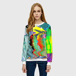 Свитшот женский Текстура глитч краски, цвет: 3D-белый — фото 2