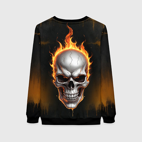 Женский свитшот Череп в огне / 3D-Черный – фото 2