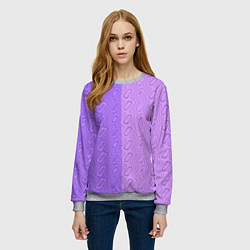 Свитшот женский Фиолетовые и розовые волны, цвет: 3D-меланж — фото 2