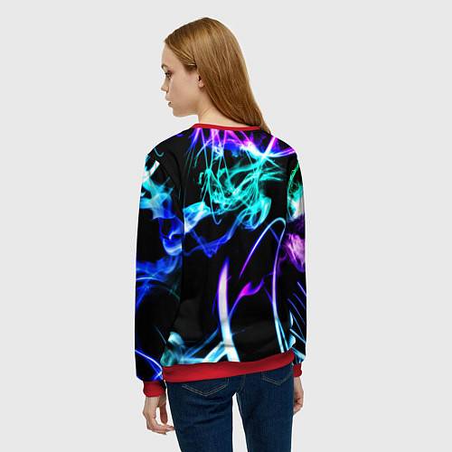 Женский свитшот Неоновый дым текстура / 3D-Красный – фото 4