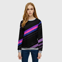 Свитшот женский Неоновые полосы, цвет: 3D-меланж — фото 2