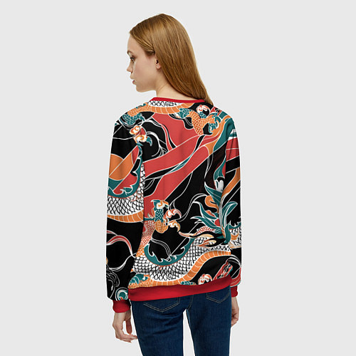 Женский свитшот Дракон контрасты / 3D-Красный – фото 4