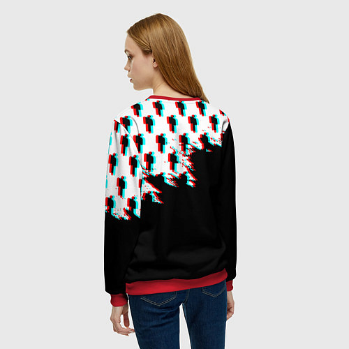 Женский свитшот Billie Eilish pattern glitch / 3D-Красный – фото 4