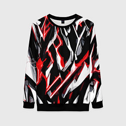 Женский свитшот Красно-белые агрессивные полосы на чёрном фоне