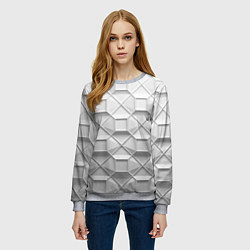 Свитшот женский Бело серая геометрия, цвет: 3D-меланж — фото 2