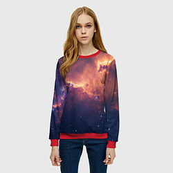 Свитшот женский Космические облака и звезды, цвет: 3D-красный — фото 2