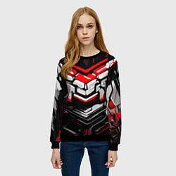 Свитшот женский Красно-белая агрессивная абстракция на чёрном фоне, цвет: 3D-черный — фото 2
