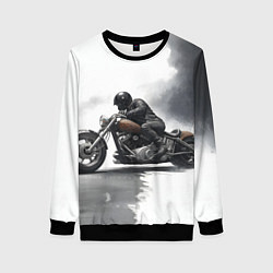 Свитшот женский Крутой байкер скетч, цвет: 3D-черный