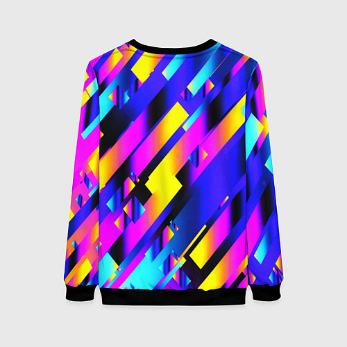 Женский свитшот Неоновая геометрия плитка / 3D-Черный – фото 2