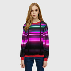 Свитшот женский Неоновые лучи текстура, цвет: 3D-красный — фото 2