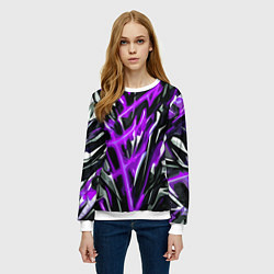 Свитшот женский Фиолетовая энергетическая абстракция, цвет: 3D-белый — фото 2