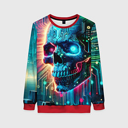 Свитшот женский Cool cyber skull - neon glow, цвет: 3D-красный