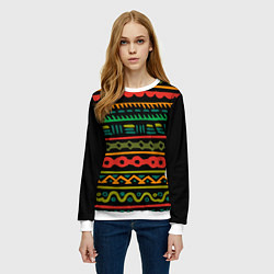 Свитшот женский Ethnic ornament on black, цвет: 3D-белый — фото 2