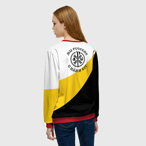 Женский свитшот Мы русские с нами Бог большой КЦК / 3D-Красный – фото 4